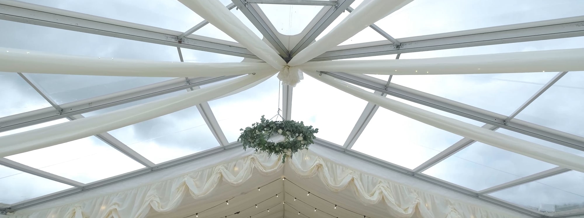 Rustic Wedding Marquee with Clear Roof Hex End