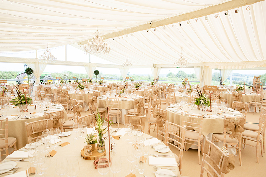 Ivory pleated marquee lining