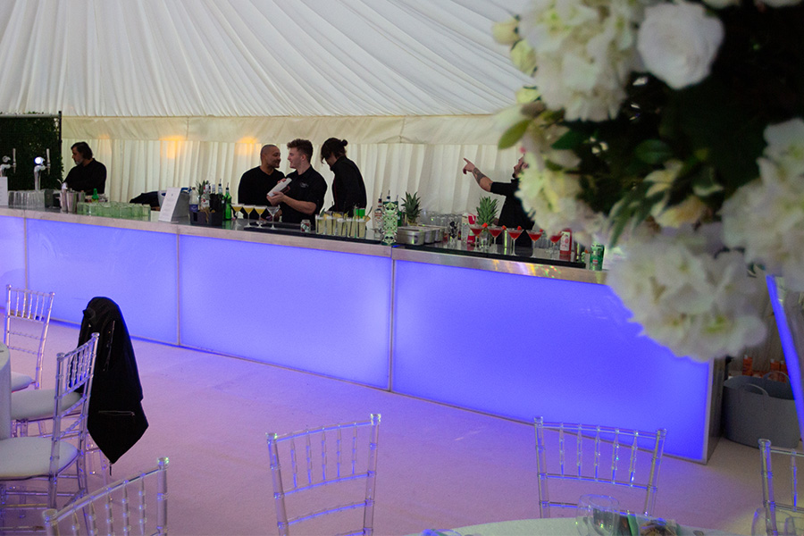 Luxury wedding marquee bar
