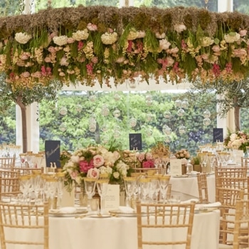 Beautiful flower decor inside marquee