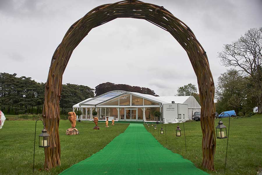 stately wedding autumn blenheim palace oxfordshire helicopter entrance marquee