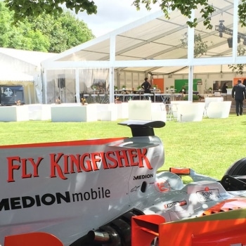 Force India Formula 1 car outside marquee